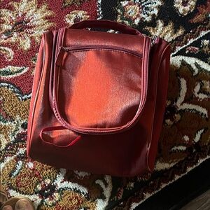 Red Travel Cosmetic Bag with Top Handle